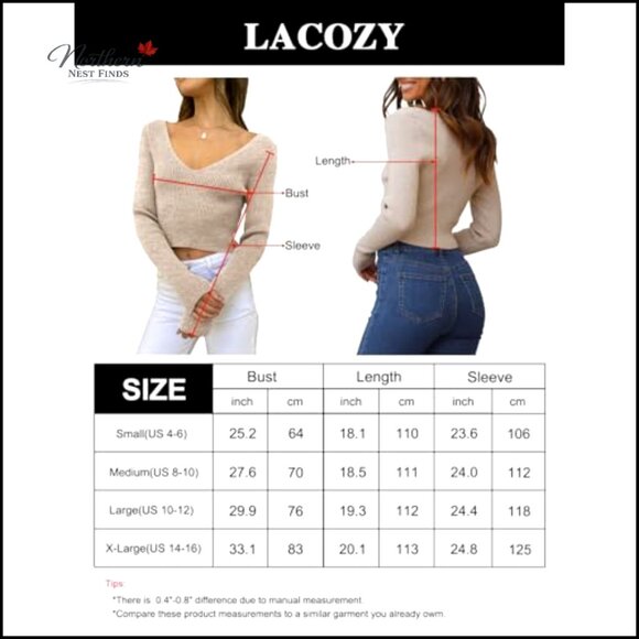 V-Neck Cropped Pullover Sweater Long Sleeve Lightweight Knit Top - Picture 4 of 6